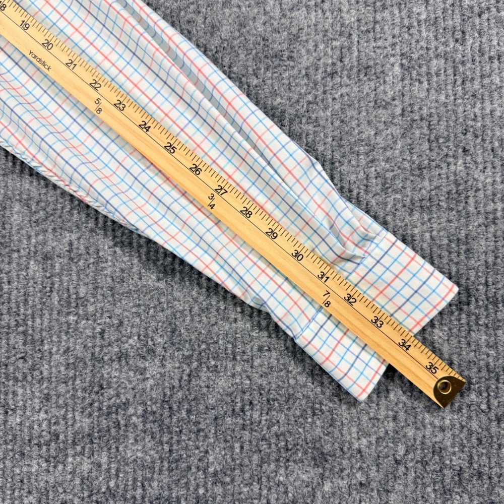 Johnnie-O Prep-Formance Shirt Mens XL White Blue Orange Plaid Button Down - Picture 7 of 12